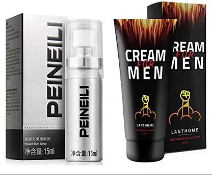 Peineili Delay Ejaculation Spray and Ultra XXL Big Penis Cream Plus Prolong Sex Time Set
