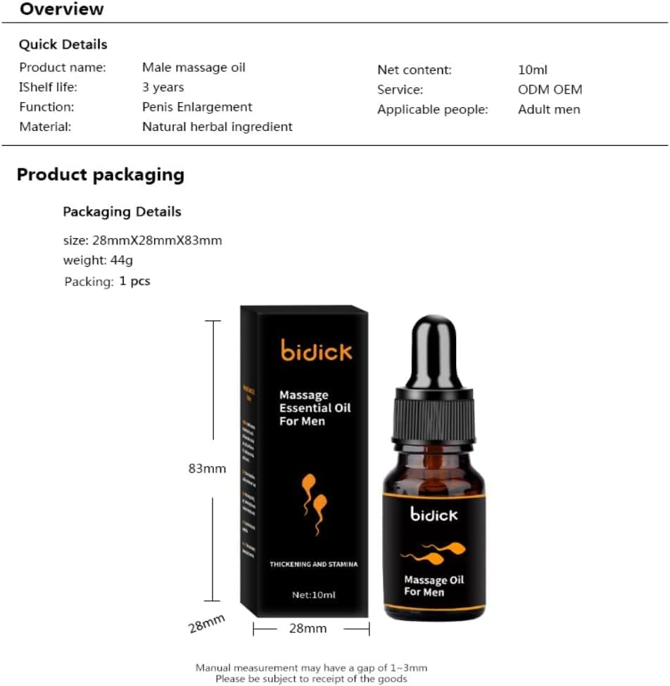 Pure Natural Botanical Oil Men Cock Enlarge Essence Oil Male Penis Growth Oil Increase Sex Time Dick